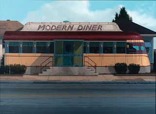 Robert Paul Waddington (Am. 20th Century)     -  Modern Diner, 2003   -   Oil on canvas