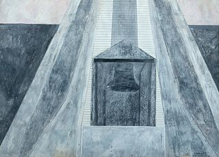William Austin Kienbusch (Am. 1914-1980)     -  "Lighthouse Bell" 1949   -   Gouache and pencil on paper, framed