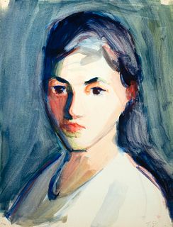 Florence H. Dreyfous (Am. 1868-1950)     -  Female Portrait   -   Watercolor on paper