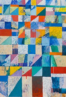 Irving B. Haynes (Am. 1927-2005)     -  Patchwork Abstract   -   Acrylic on paper, stretched over strainer support