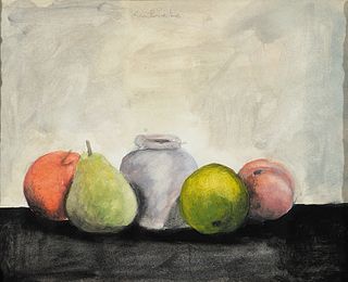 Robert Kulicke (Am. 1924-2007)     -  Fruit with Urn   -   Gouache on paper, framed under glass