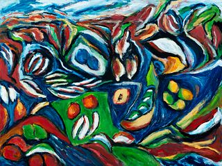 Arthur Richard Dimambro (Am. 1928-2016)     -  Still Life with Fruit, 2016   -   Oil on masonite