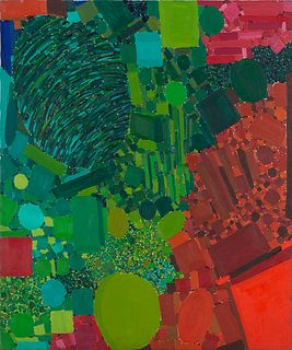 Lynne Mapp Drexler (Am. 1928-1999)     -  "Recalled Green" 1966   -   Oil on canvas