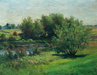 John Calvin Stevens (Am. 1855-1940)     -  Summer River Landscape, 1906   -   Oil on canvas