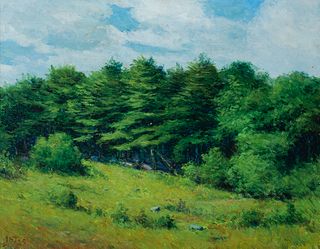 John Calvin Stevens (Am. 1855-1940)     -  Landscape with Trees   -   Oil on panel
