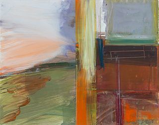 George Lloyd (Am. b. 1945)     -  Group Lot: 1]"Interior With Door" 1985  2] "Divided Landscape"   -   Mixed media on paper,