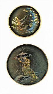 TWO DIVISION THREE JAPANESE DAMASCENE BUTTONS