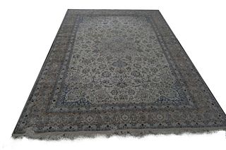 PERSIAN HAND WOVEN WOOL TAN FLORAL RUG 12.8' X 9'