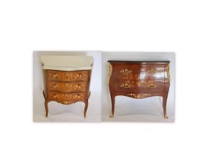 Two Vintage Gilt Metal &  Marble Commodes