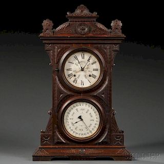Welch "Audran, B. W." Double-dial Calendar Clock