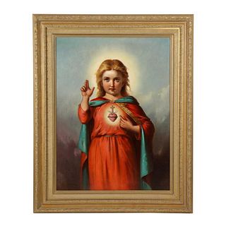 American School, (19th Century) Jesus Christ as A Baby Child, Oil Painting
C. 1860