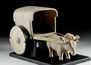 Chinese Han Dynasty Pottery Cart w/ Ox Pulling