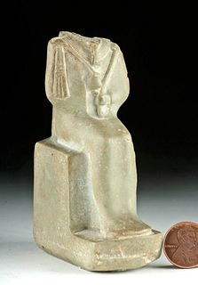 Egyptian Late Dynastic Stone Figure - Seated Osiris