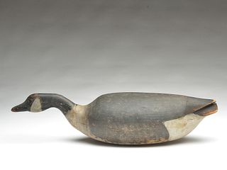Important hollow carved swimming Canada goose, Nathan Cobb, Jr., Cobb Island, Virginia, 3rd quarter 19th century.