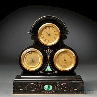 Miniature French Triple Dial Desk Clock