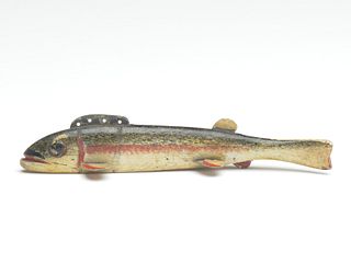 Rare rainbow fish decoy, Oscar Peterson, Cadillac, Michigan, 1st half 20th century.