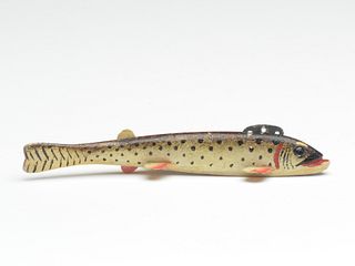 Brown trout fish decoy, Oscar Peterson, Cadillac, Michigan, 1st half 20th century.
