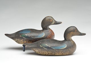 Rigmate pair of blue wing teal, Mason Decoy Factory, Detroit, Michigan.