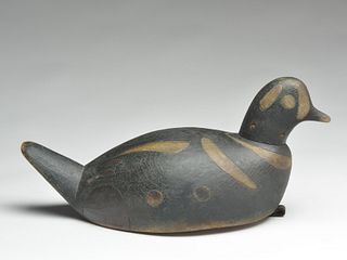 Large harlequin duck carved in the style of George May, Mark McNair, Craddockville, Virginia.