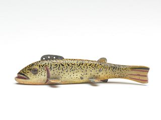 Early brook trout fish decoy, Oscar Peterson, Cadillac, Michigan, Probably 1st quarter 20th century.