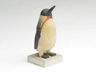 Carved wooden emperor penguin, Charles Hart, Gloucester, Massachusetts.