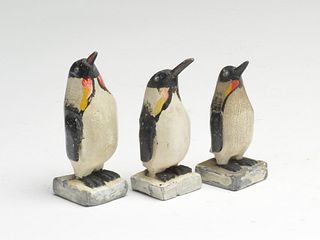 Three miniature emperor penguins, Charles Hart, Gloucester, Massachusetts.