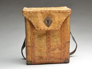 Early and very well made birch bark pack basket, likely Eastern Woodlands Indian.