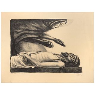 JOSÉ CHÁVEZ MORADO, El alabado, Signed and dated 73 in pencil on plate, Lithography 6 / 10, 15.7 x 19.6" (40 x 50 cm)