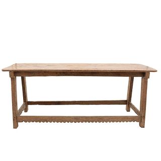 Console table. 20th century. Carved in wood. Rectangular top, chambranle, straight supports.