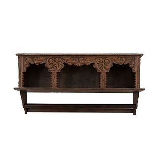 Shelf. 20th century. Rococo style. Carved in wood. Three openings, lower horizontal structure.
