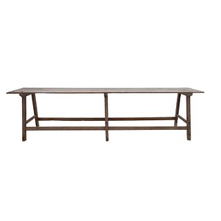 Table. 20th century. Carved in wood. Raw finish. With rectangular cover and "A" shafts. 35 x 131 x 29" (89 x 333 x 74 cm)