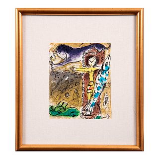 Chagall. Sin título. Firmado en plancha. Litografía. Enmarcada. 23 x 18 cm.