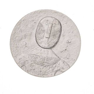 Rufino Tamayo. Medalla conmemorativa con su obra gráfica "El hombre en rosa". Elaborada en plata Ley .900.  Serie de 1200.