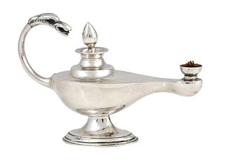 An English Edwardian sterling silver oil Lamp - Birmingham 1903, Asprey & Co.