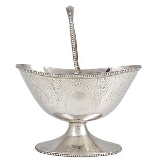 An English Victorian sterling silver sugar basket - London 1876, Henry Jones Lias & Son