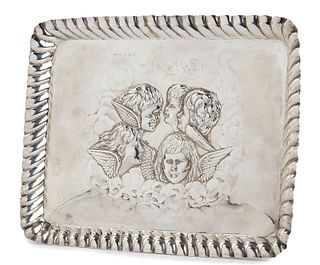 An English sterling silver tray - Birmingham 1905, March Brothers