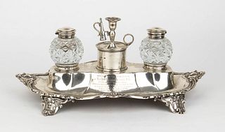 An English Victorian silver inkwell - London 1850-1851, Smith Nicholson & Co.