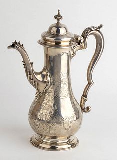 An English sterling silver Georgian coffee pot - London 1770