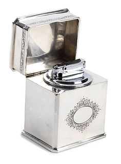 An Italian silver 800/1000 table lighter - 1970s, Gucci