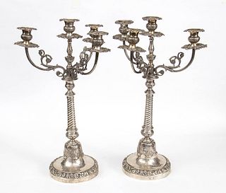 A pair of Italian silver candelabra - Naples, Gabriele Sisino after 1830
