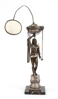 An Italian silver and bronze oil lamp - Rome, circa 1800-1810