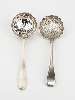 A set of two French silver 950/1000 sifter ladle - 1798-1809 and 1819-1838 