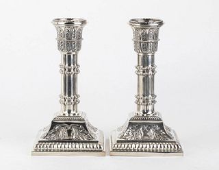 A pair of Neoclassical style silver 835/1000 candlesticks - early 20th Century