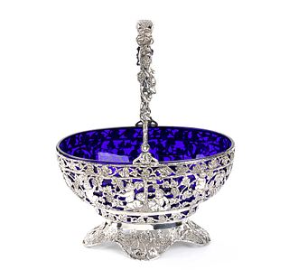 A German silver 800/1000 handle basket - late 19th Century  
