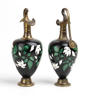 An pair of Italian  Grand Tour marble and pietra dura amphoras - Florence, 19th Century 