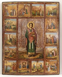 A Russian Icon of Saint Pantaleon of Nicomedia - 19th Century