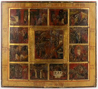 A Russian icon of the Twelve Great Feasts - 1745-1795