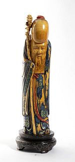 A Chinese  ivory carving depicting Shoulau - Qing dynasty, 19th Century