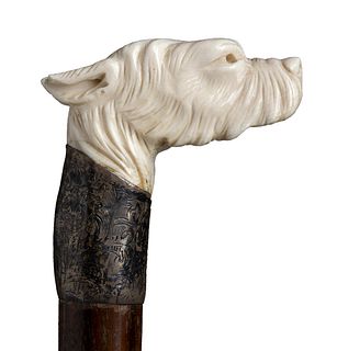 An ivory mounted walking stick cane - Birmingham 1922