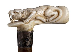 An ivory mounted walking stick cane - London early 20th Century